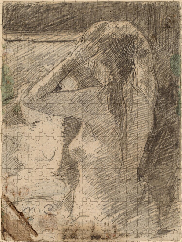 Mary Stevenson Cassatt Jigsaw Puzzle featuring the drawing The Coiffure by Mary Stevenson Cassatt