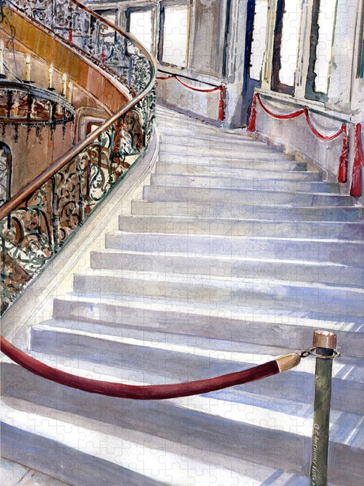 Biltmore Estate Jigsaw Puzzle featuring the painting The Cold Staircase by P Anthony Visco