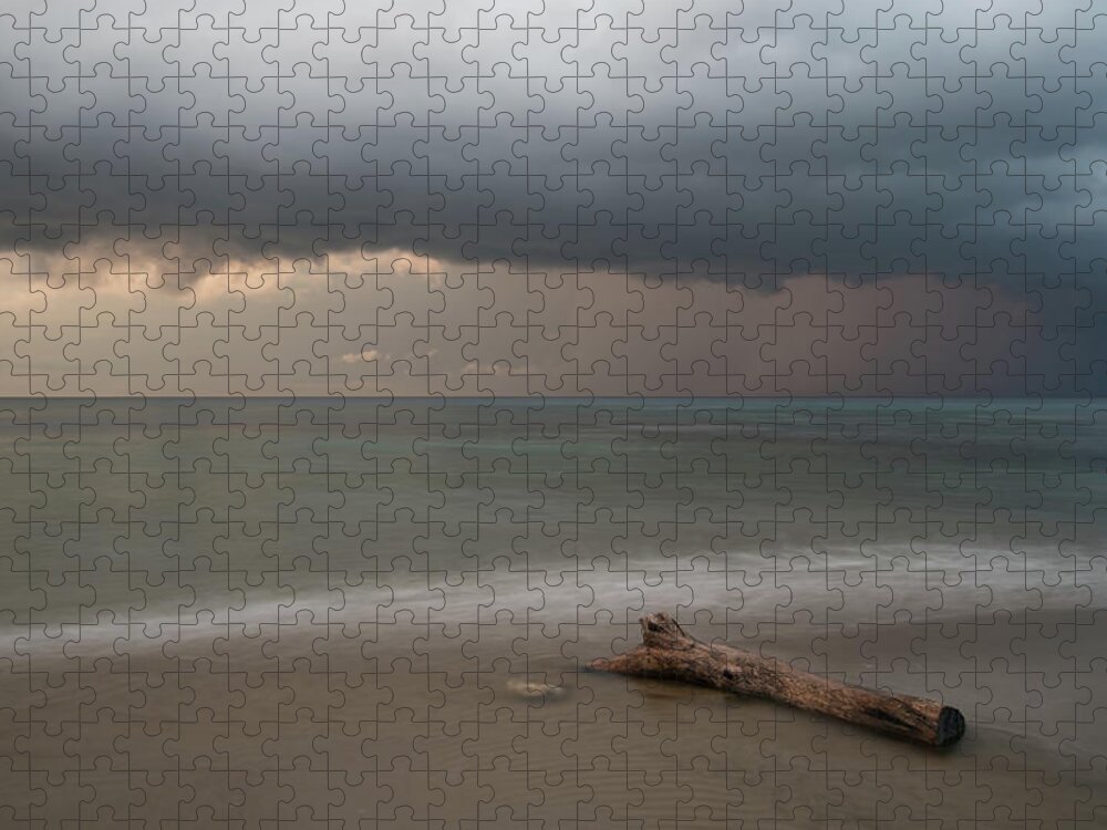 Storm Jigsaw Puzzle featuring the photograph The coming of the storm from ocean by Michalakis Ppalis