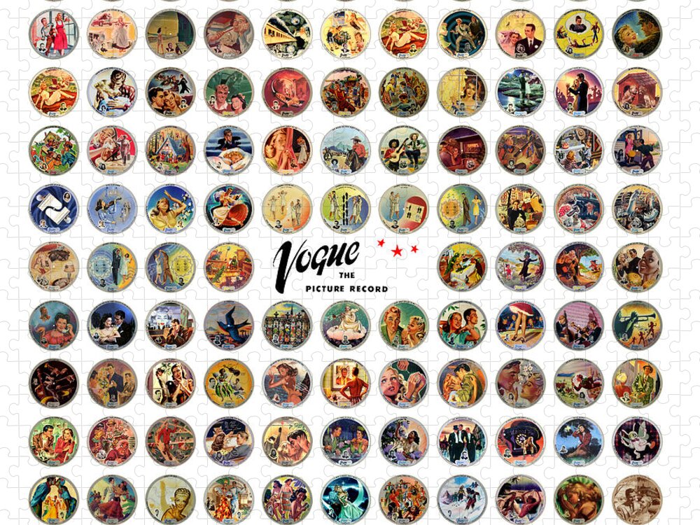 Vogue Picture Record Jigsaw Puzzle featuring the digital art Complete Vogue Picture Records - Square Version by Studio B Prints