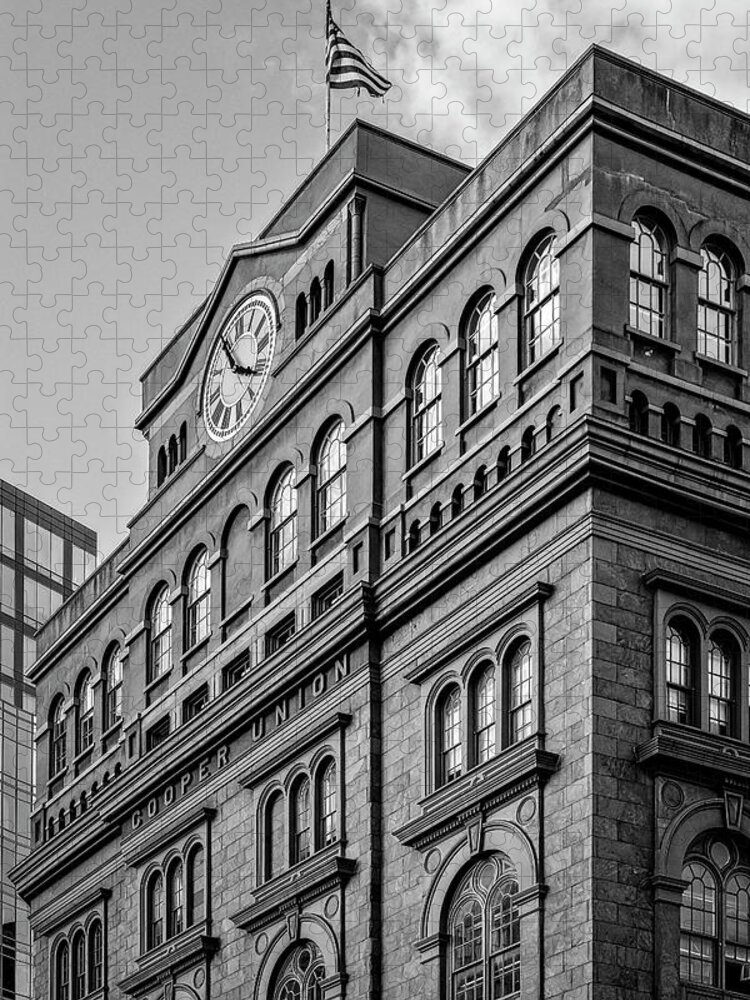 Cooper Union Jigsaw Puzzle featuring the photograph The Cooper Union BW by Susan Candelario