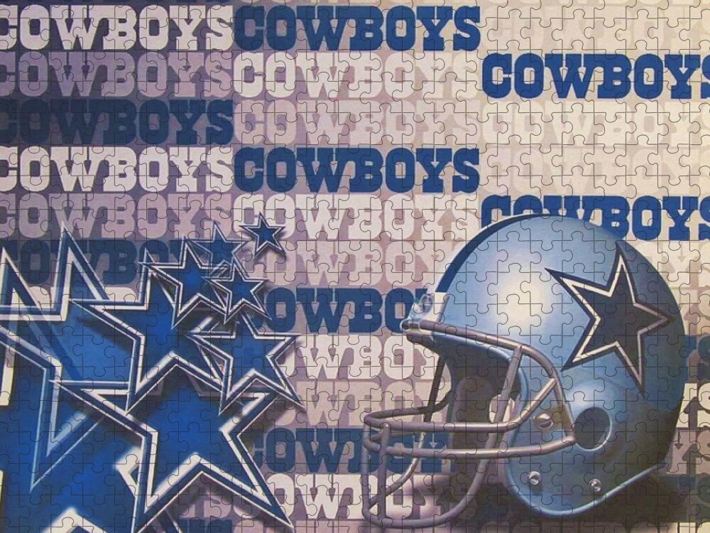 The Dallas Cowboys Football Team Helmet and Stars Jigsaw Puzzle