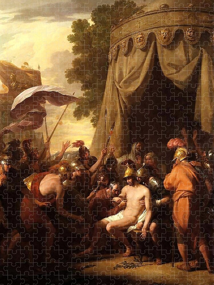 Epaminondas Jigsaw Puzzle featuring the painting The Death of Epaminondas by Benjamin West