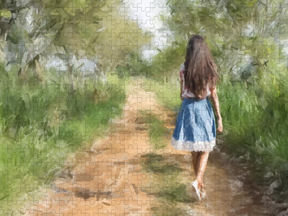 Impressionism Jigsaw Puzzle featuring the painting The Dirt Road by Gary Arnold
