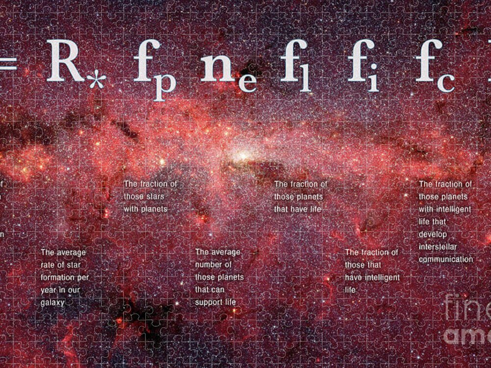 Physics Jigsaw Puzzle featuring the digital art The Drake Equation by Monica Schroeder