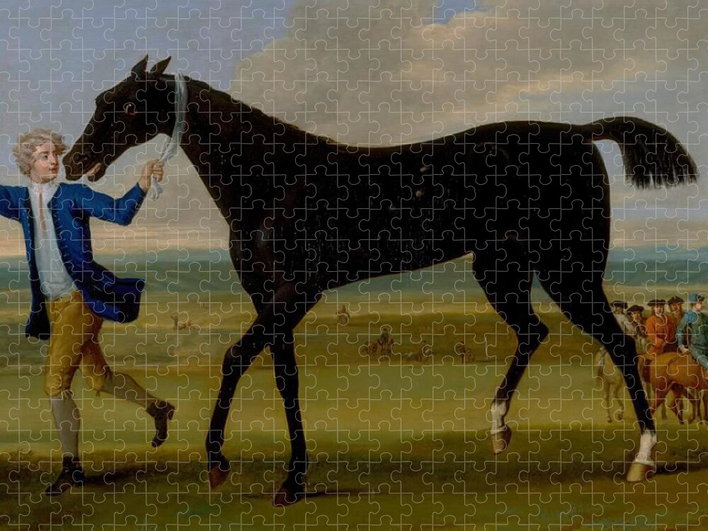  Jigsaw Puzzle featuring the drawing The Duke of Rutlands Bonny Black ca art by John Wootton English