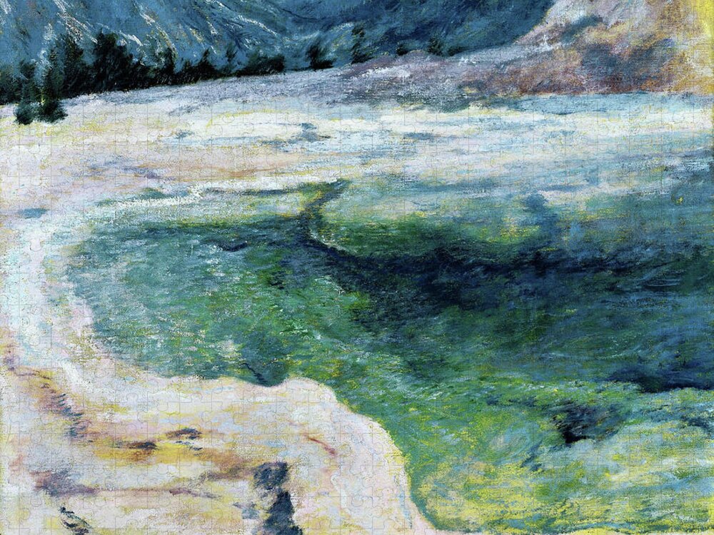 The Emerald Pool Jigsaw Puzzle featuring the painting The Emerald Pool - Digital Remastered Edition by John Henry Twachtman