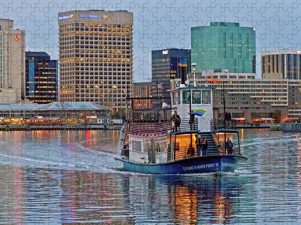 Elizabeth River Jigsaw Puzzle featuring the photograph The Ferry to Portsmouth by Jerry Gammon
