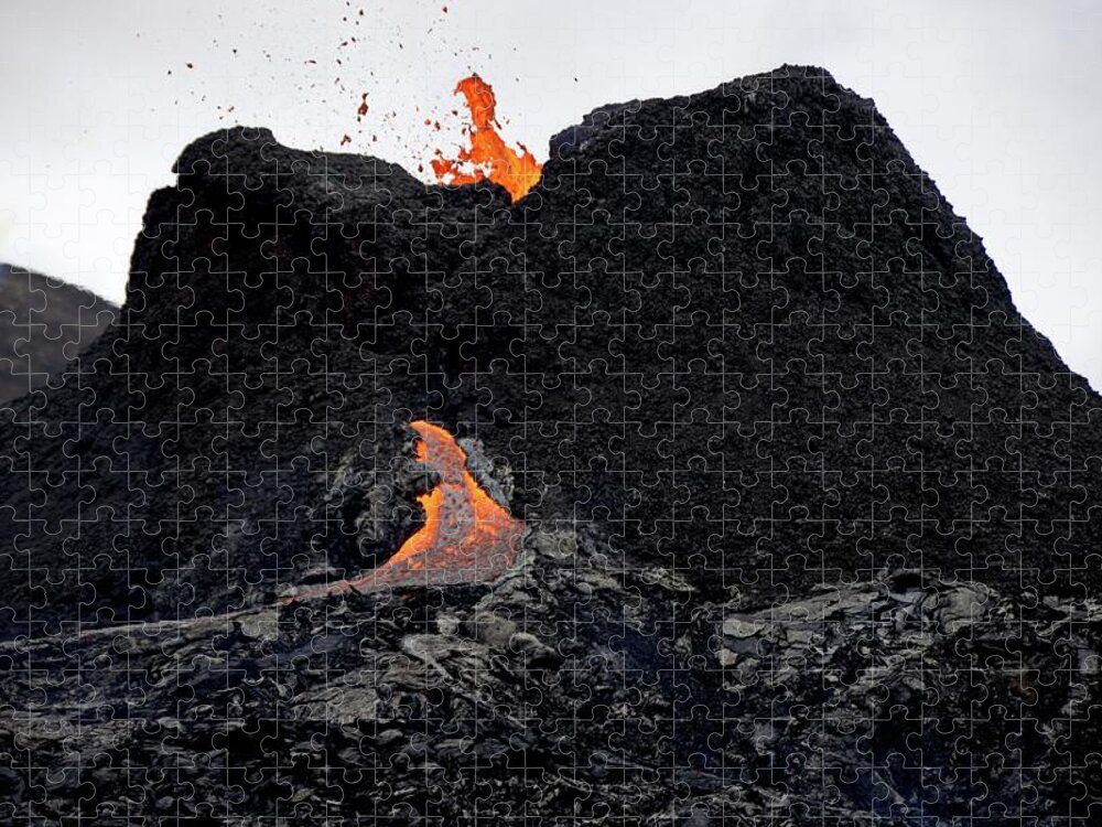 Volcano Jigsaw Puzzle featuring the photograph The first vent by Christopher Mathews