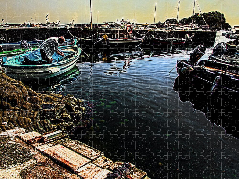 Rowboat Jigsaw Puzzle featuring the photograph The fisherman and his boat by Al Fio Bonina