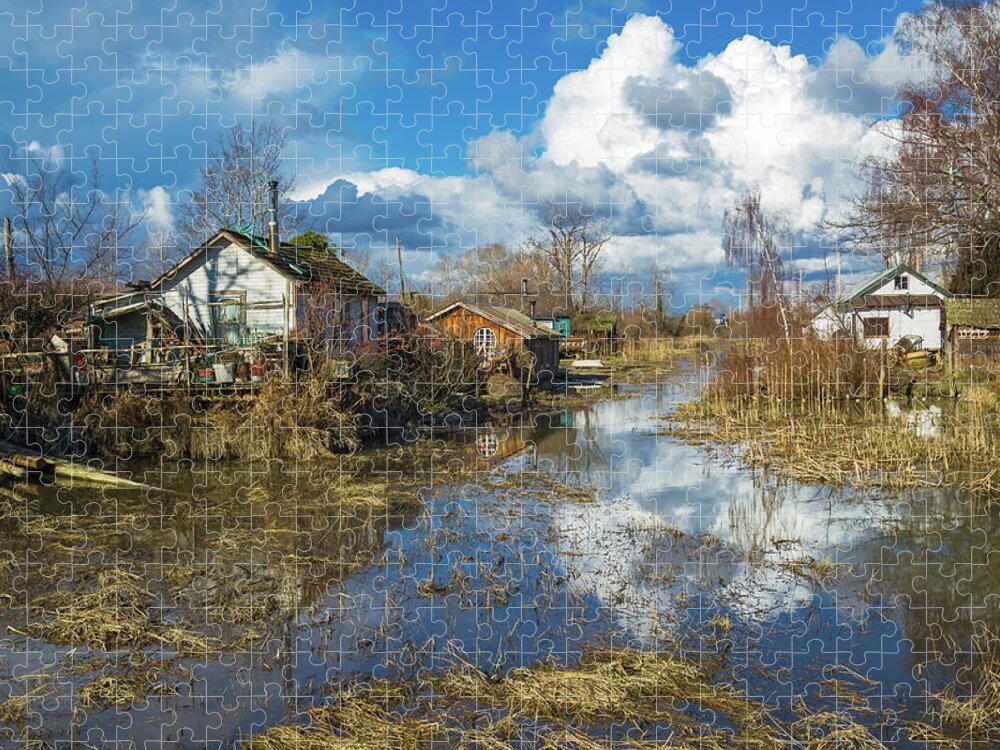 Alex Lyubar Jigsaw Puzzle featuring the photograph The flood in the Finn Slough - old fisherman's village by Alex Lyubar