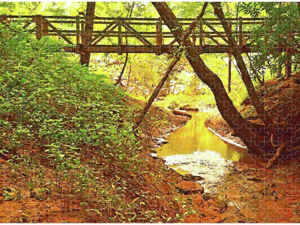 Footbridge Jigsaw Puzzle featuring the photograph The Footbridge in the Woods by Stacie Siemsen