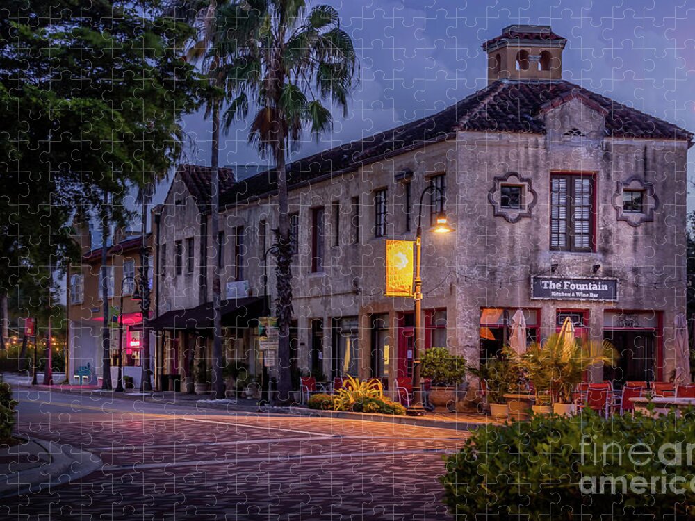 Michael Walsh Jigsaw Puzzle featuring the photograph The Fountain Kitchen and Wine Bar in Sarasota, Florida by Liesl Walsh