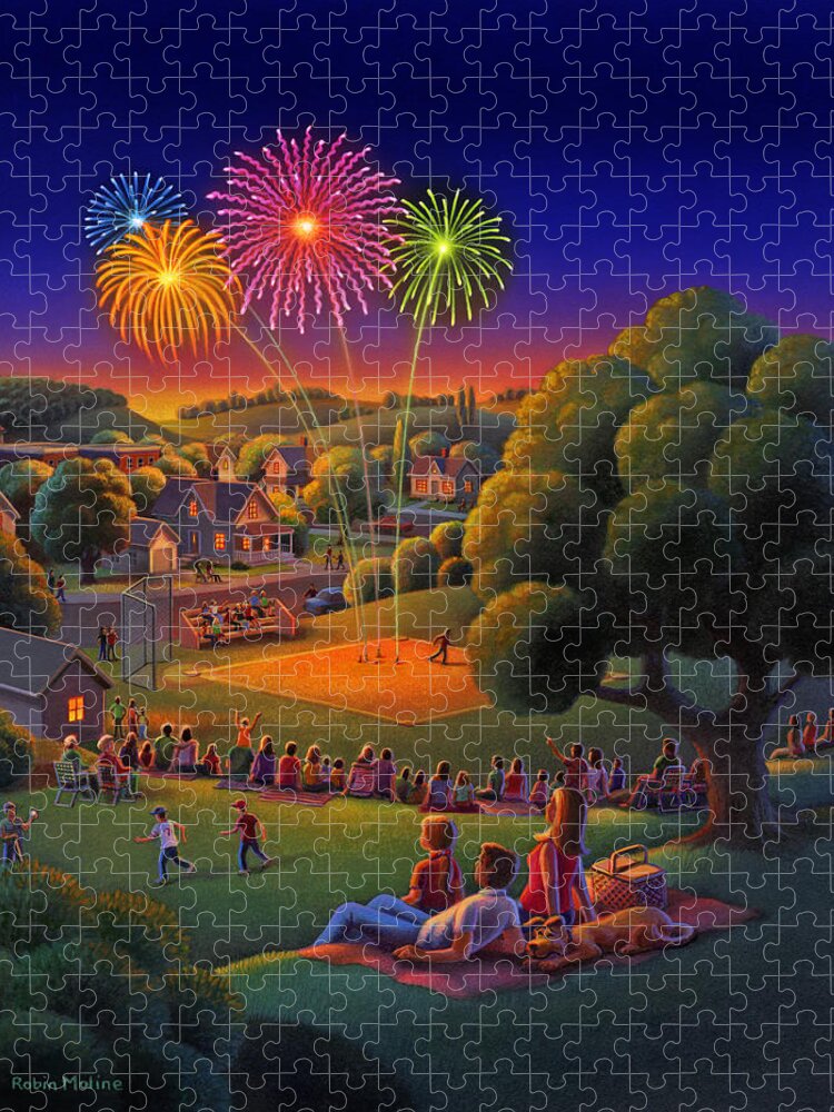 Fourth Of July Puzzle featuring the painting Fourth of July by Robin Moline