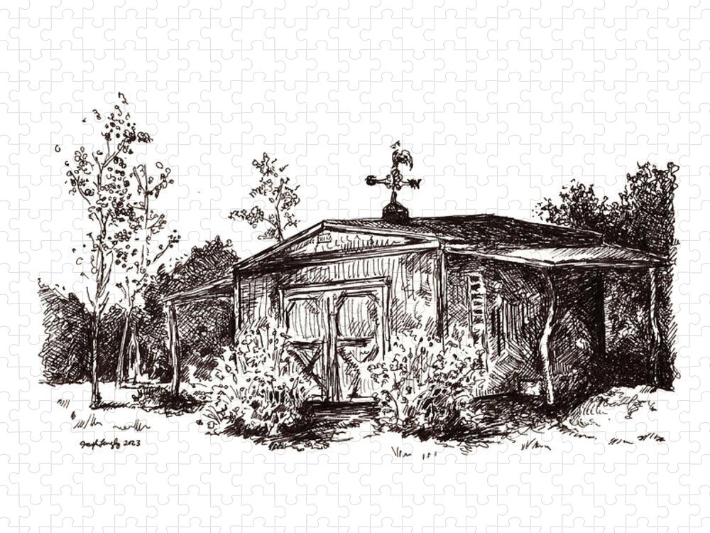 Gardening Jigsaw Puzzle featuring the drawing The Gardening Shed - October 2023 by Joseph A Langley