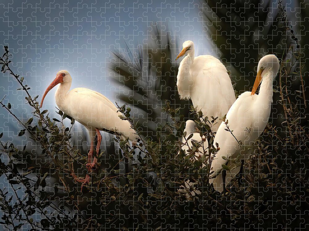 Birds Jigsaw Puzzle featuring the photograph The Gathering by Larry Marshall