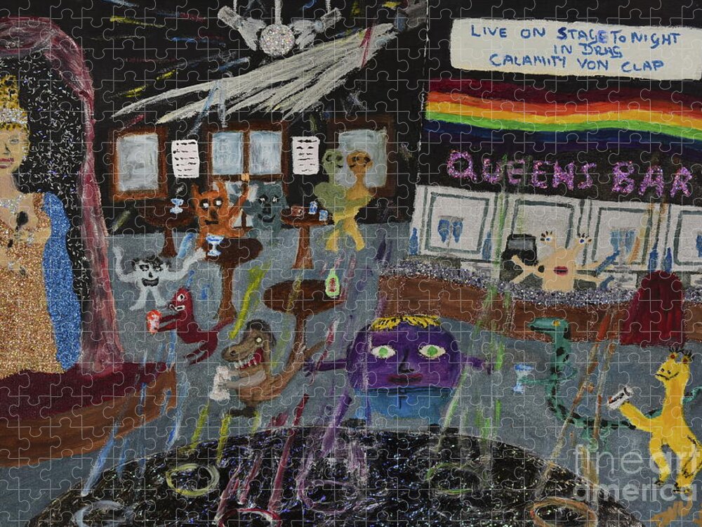 Lgbtq Jigsaw Puzzle featuring the painting The Gay scene is not what it once was by David Westwood