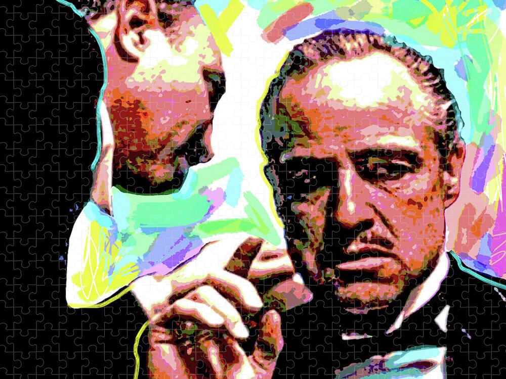 Movie Stars Jigsaw Puzzle featuring the painting The Godfather - Marlon Brando by David Lloyd Glover