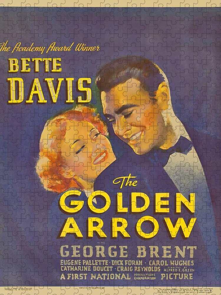 Golden Jigsaw Puzzle featuring the mixed media ''The Golden Arrow'', 1936, movie poster by Stars on Art