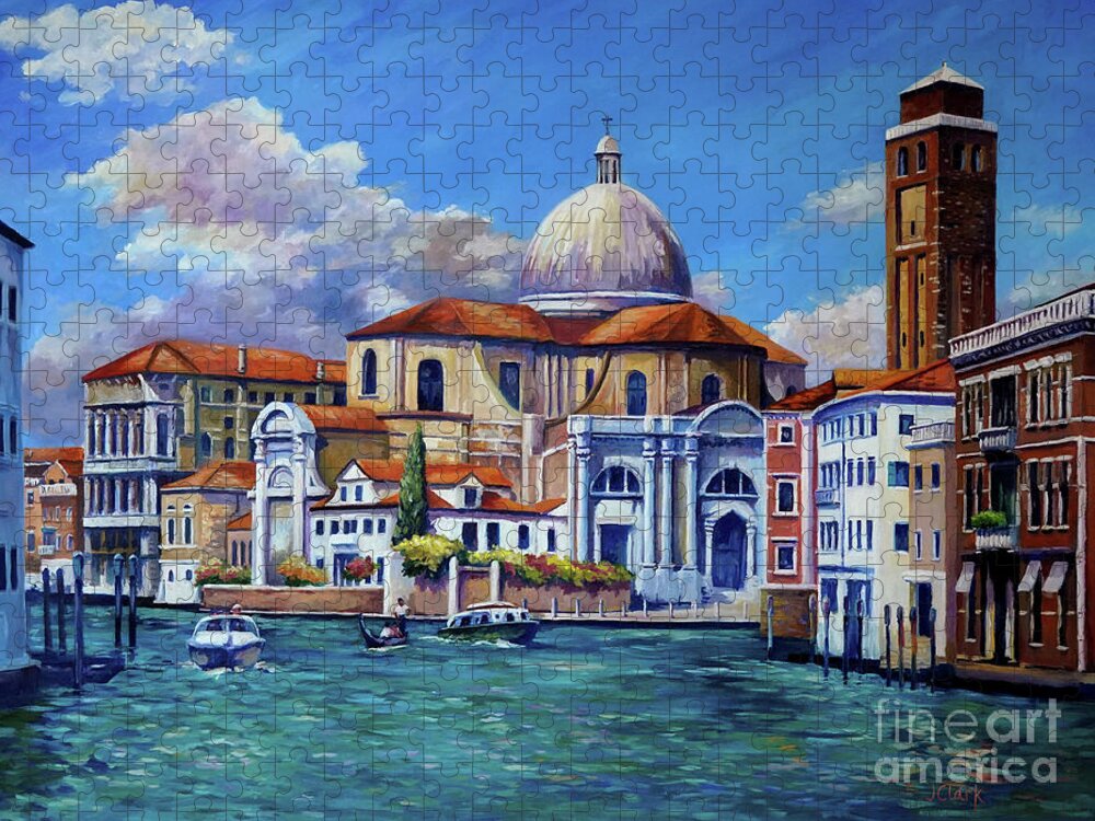 Santa Jigsaw Puzzle featuring the painting The Grand Canal, Venice by John Clark