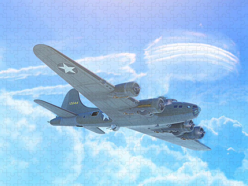 B-17 Jigsaw Puzzle featuring the digital art The Great Bird at War by Hangar B Productions