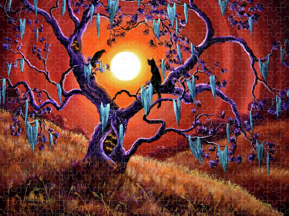 Original Jigsaw Puzzle featuring the painting The Halloween Tree by Laura Iverson