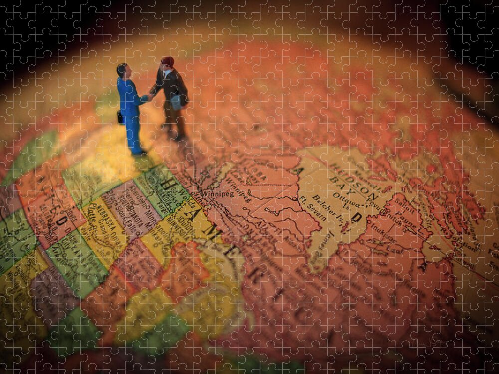 World Jigsaw Puzzle featuring the photograph The Handshake by Craig J Satterlee