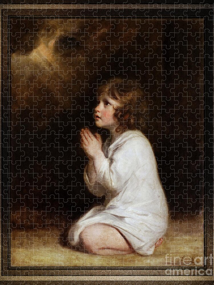 The Infant Samuel Jigsaw Puzzle featuring the painting The Infant Samuel by Joshua Reynolds by Xzendor7
