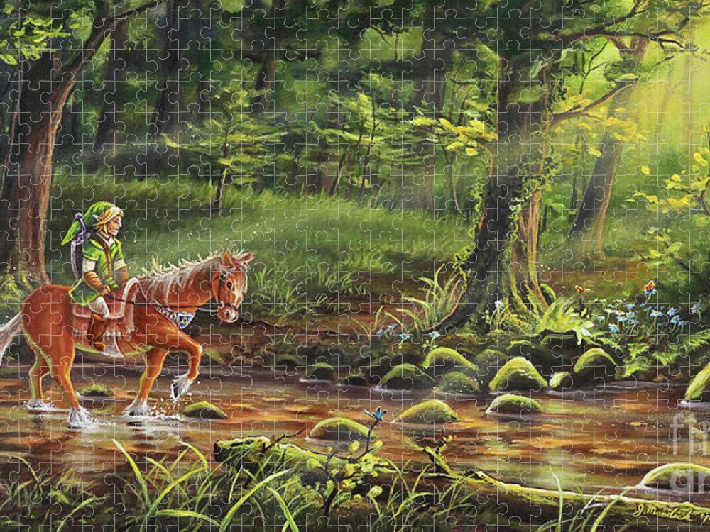 Landscape Jigsaw Puzzle featuring the painting The Journey Begins by Joe Mandrick