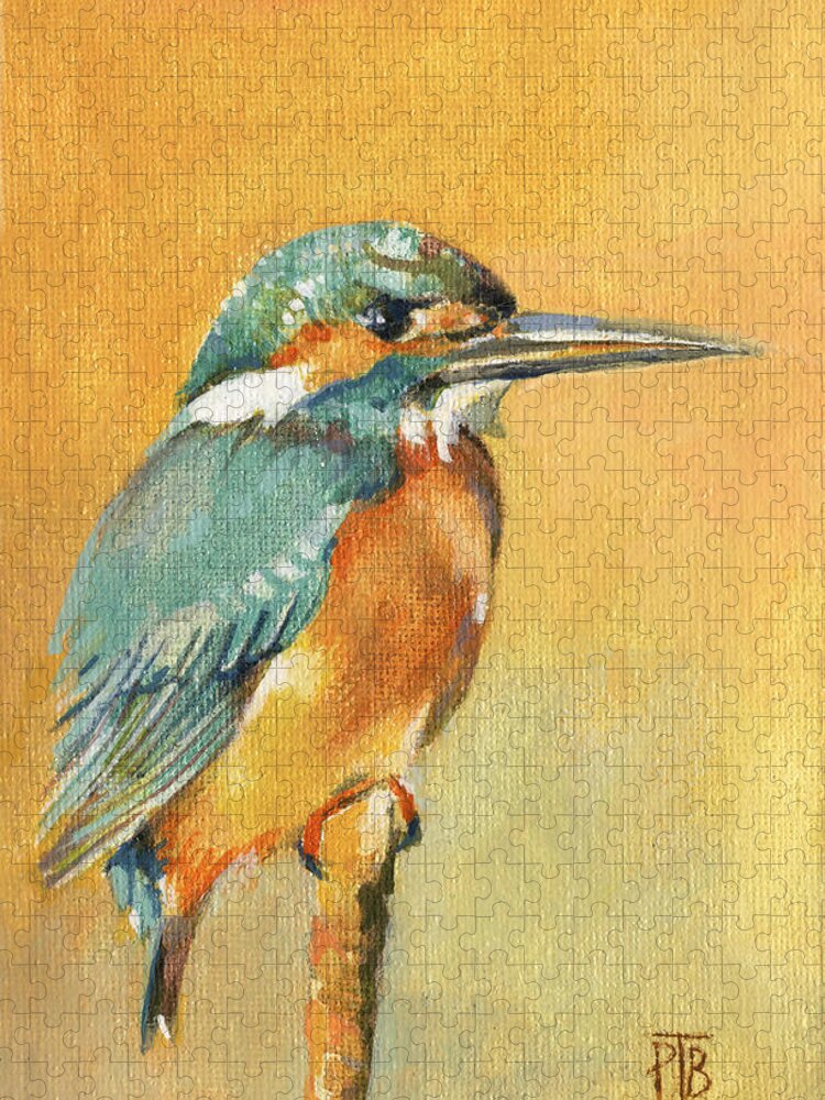 Freedom Jigsaw Puzzle featuring the painting The Kingfisher by Penny Taylor-Beardow