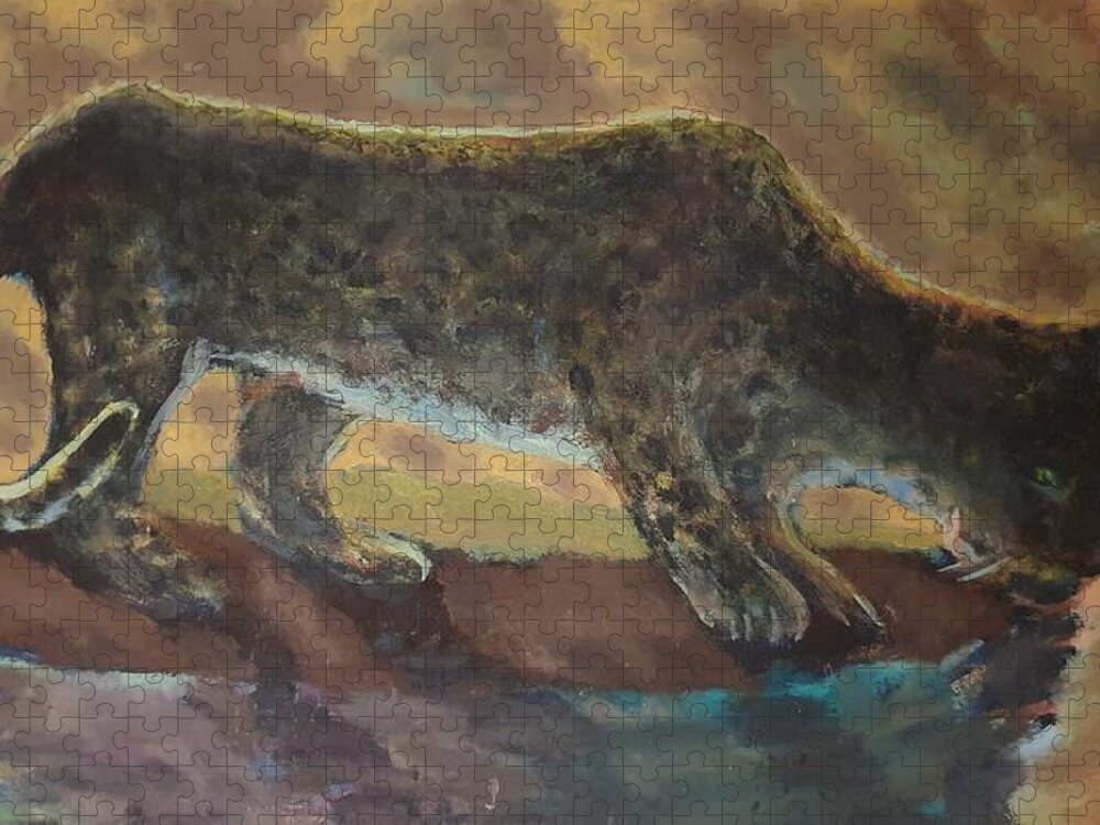 Leopard Jigsaw Puzzle featuring the painting The Leopard by Enrico Garff