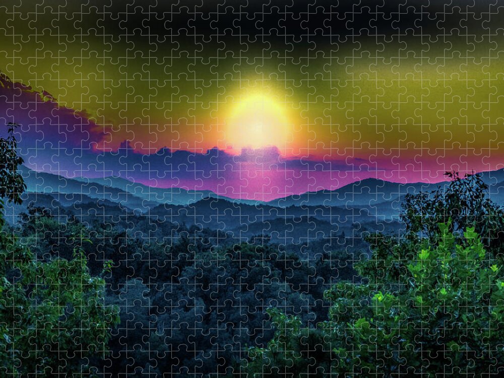 Light Jigsaw Puzzle featuring the photograph The Light Beyond the Mountains by Demetrai Johnson