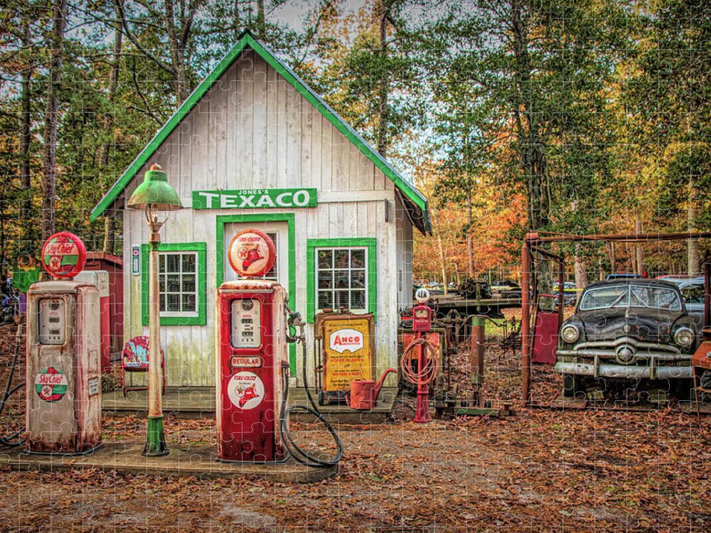 Service Jigsaw Puzzle featuring the photograph The Little Old Texaco Station by Kristia Adams