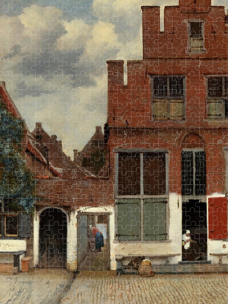Jan Vermeer Jigsaw Puzzle featuring the painting The Little Street, 1658 by Jan Vermeer