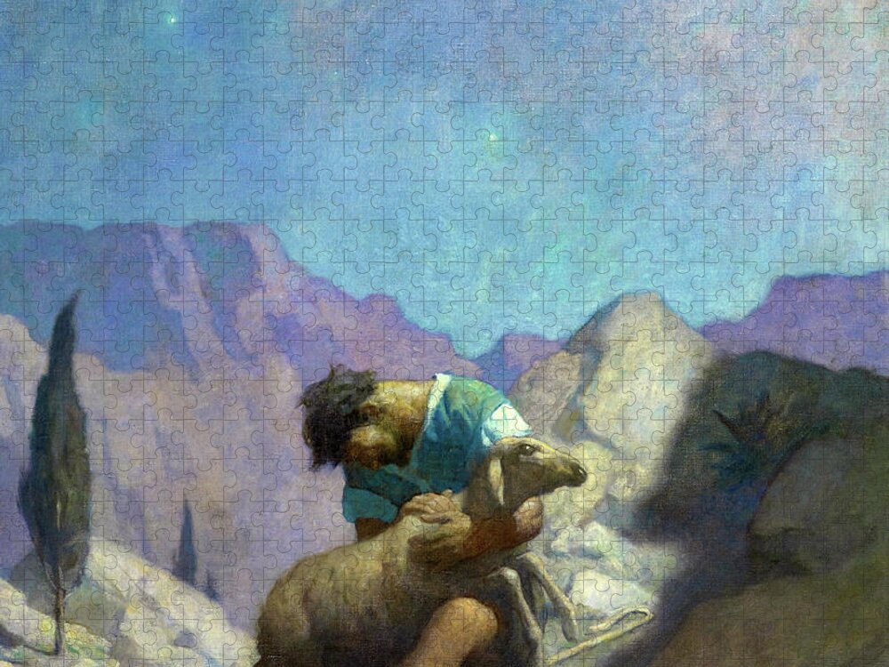 Newell Convers Wyeth Jigsaw Puzzle featuring the painting The Lost Sheep by Newell Convers Wyeth