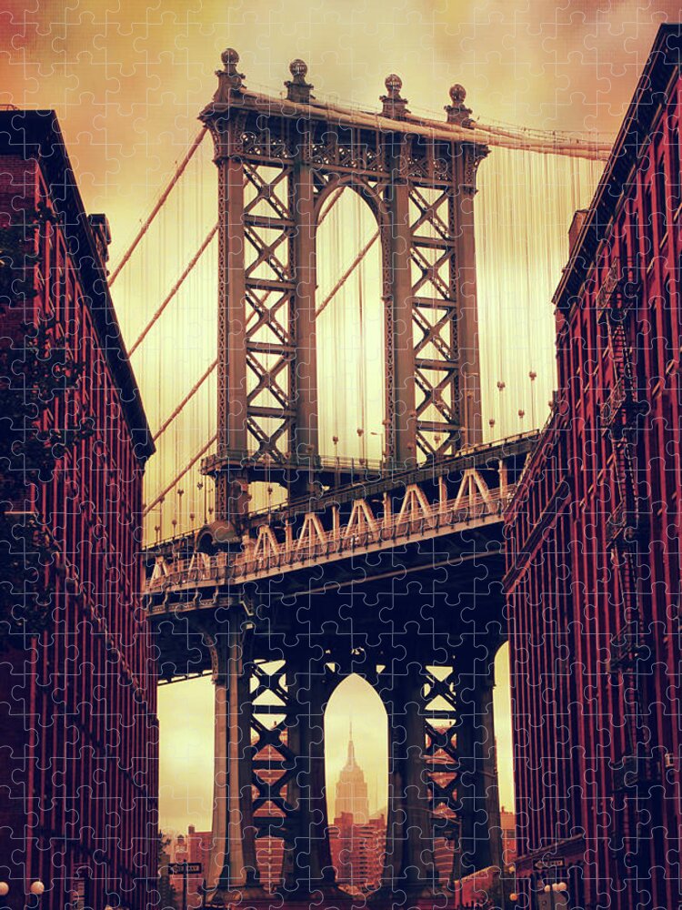 Manhattan Bridge Jigsaw Puzzle featuring the photograph The Manhattan Bridge by Jessica Jenney