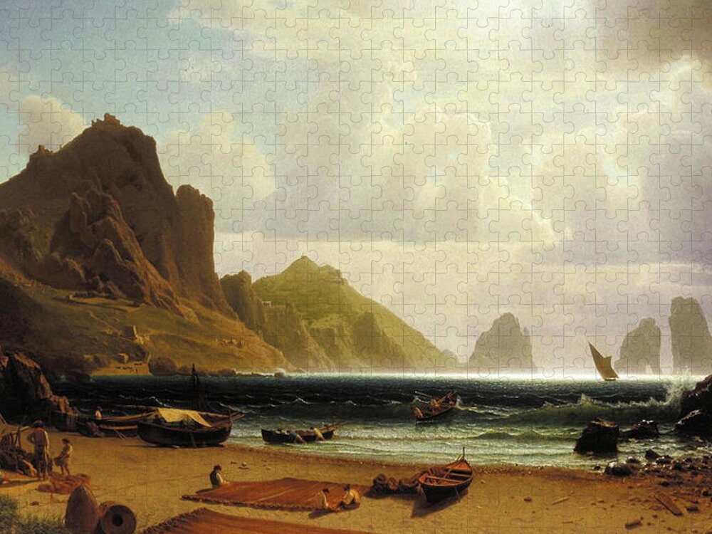 Marina Jigsaw Puzzle featuring the painting The Marina Piccola at Capri by Albert Bierstadt