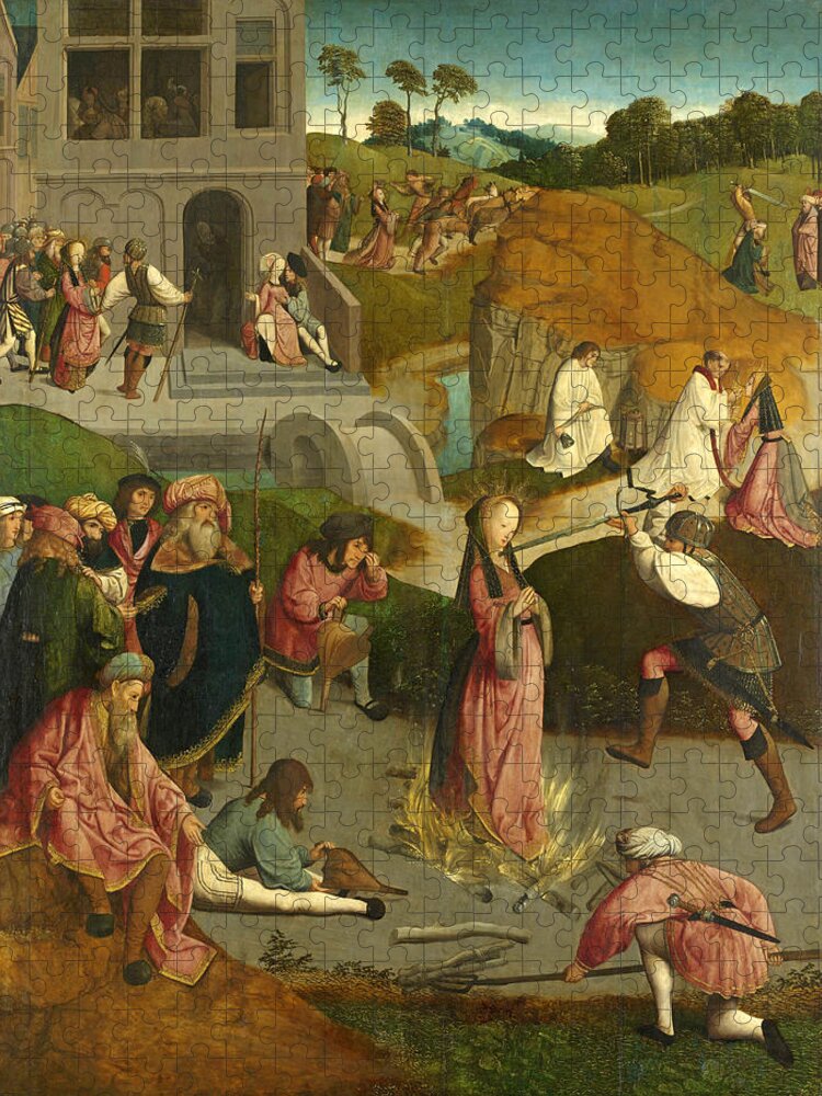 Master Of The Figdor Deposition Jigsaw Puzzle featuring the painting The Martyrdom of Saint Lucy by Master of the Figdor Deposition