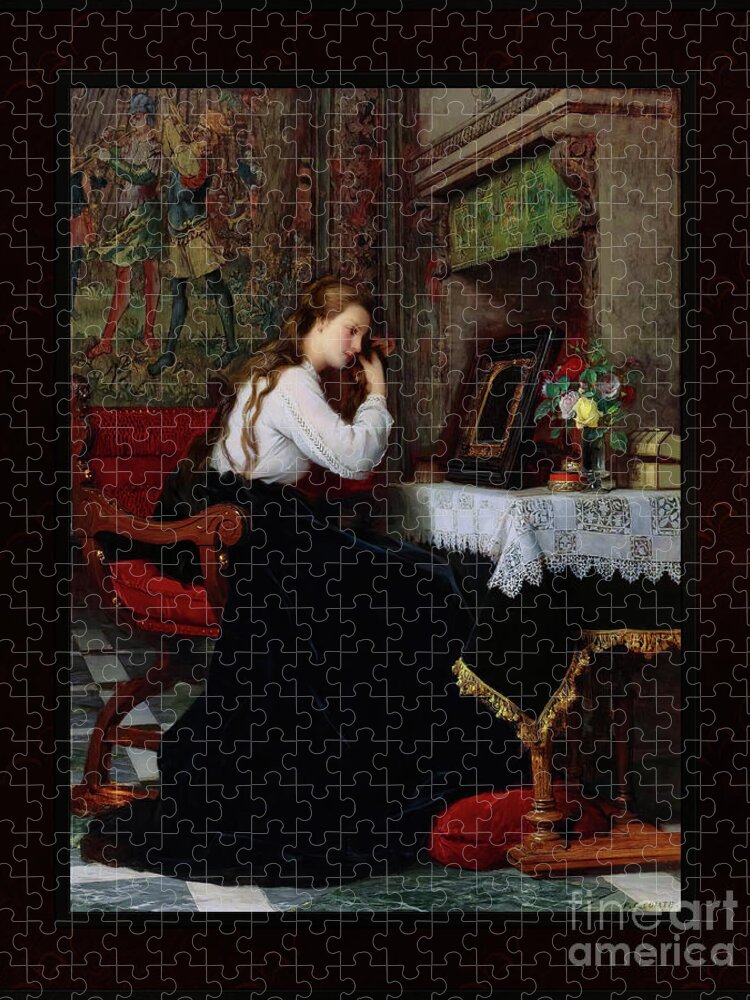 The Mirror Jigsaw Puzzle featuring the painting The Mirror by Pierre-Charles Comte Remastered Xzendor7 Fine Art Classical Reproductions by Rolando Burbon