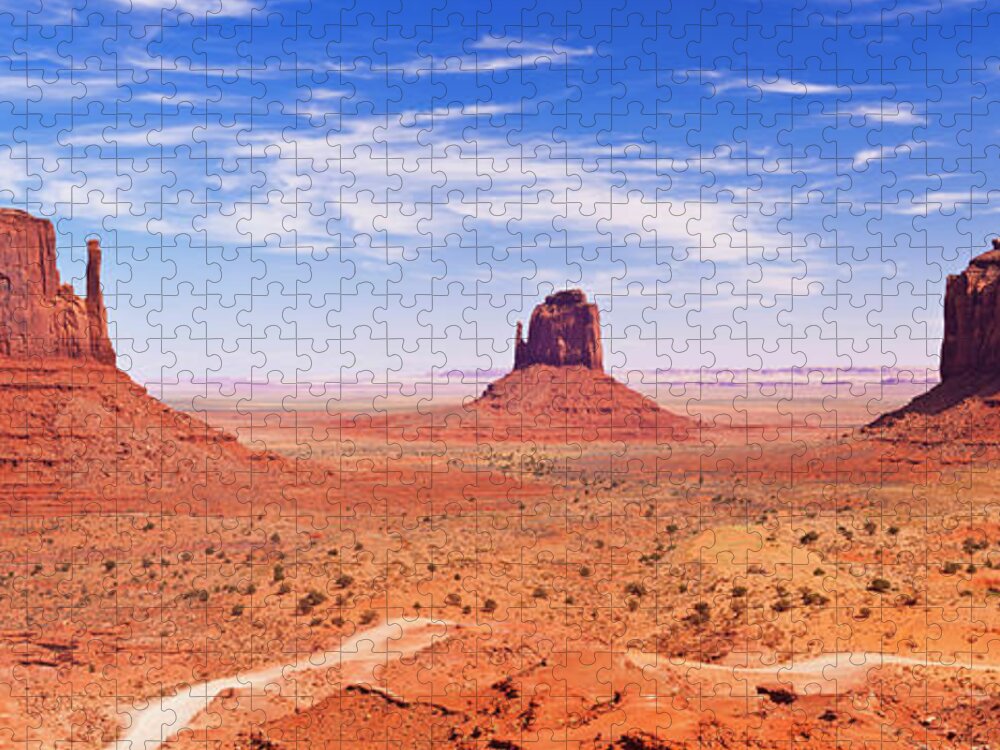 Monument Valley Jigsaw Puzzle featuring the photograph The Mittens, Monument Valley, Arizona, USA by Neale And Judith Clark