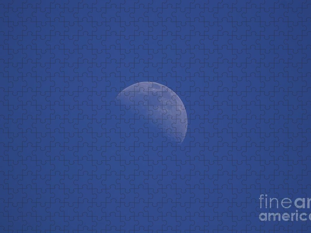 Moon Jigsaw Puzzle featuring the photograph The Moon in a blue sky by Yvonne M Smith