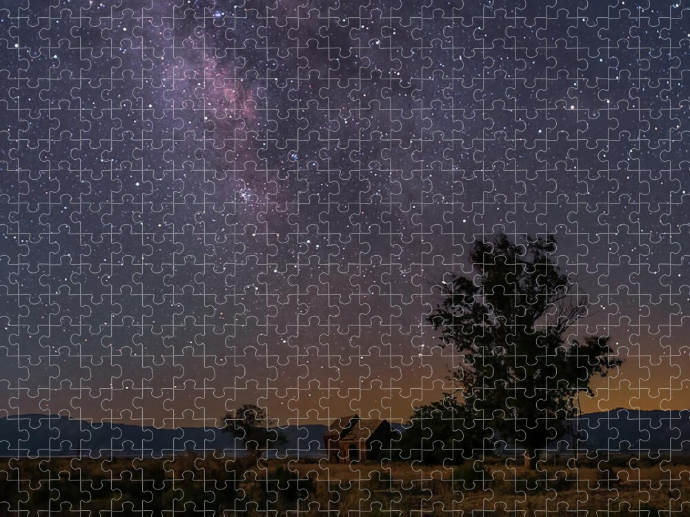 Abandoned Jigsaw Puzzle featuring the photograph The Old Barn Under the Stars by Mike Lee
