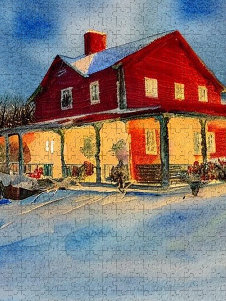 Farmhouse Jigsaw Puzzle featuring the painting The Old Bloomingdale Dairy by Christopher Lotito