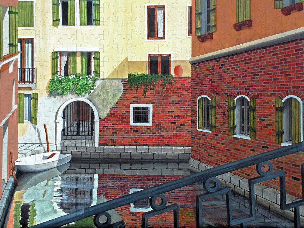 Venice Jigsaw Puzzle featuring the painting THE OLD CANAL -prints of oil painting by Mary Grden