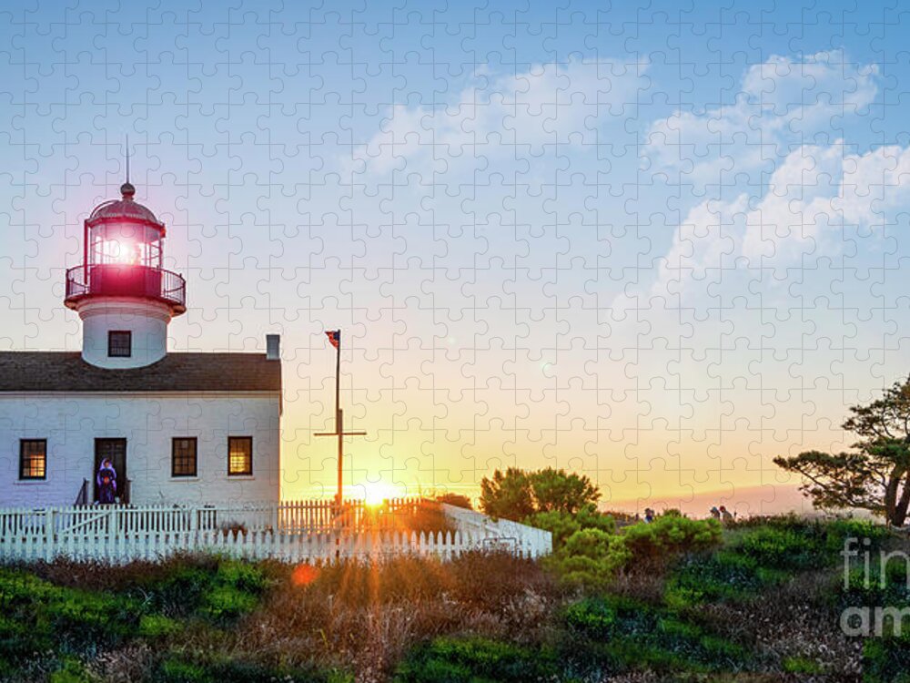 California Jigsaw Puzzle featuring the photograph The Old Point Loma Lighthouse at Sunset by David Levin