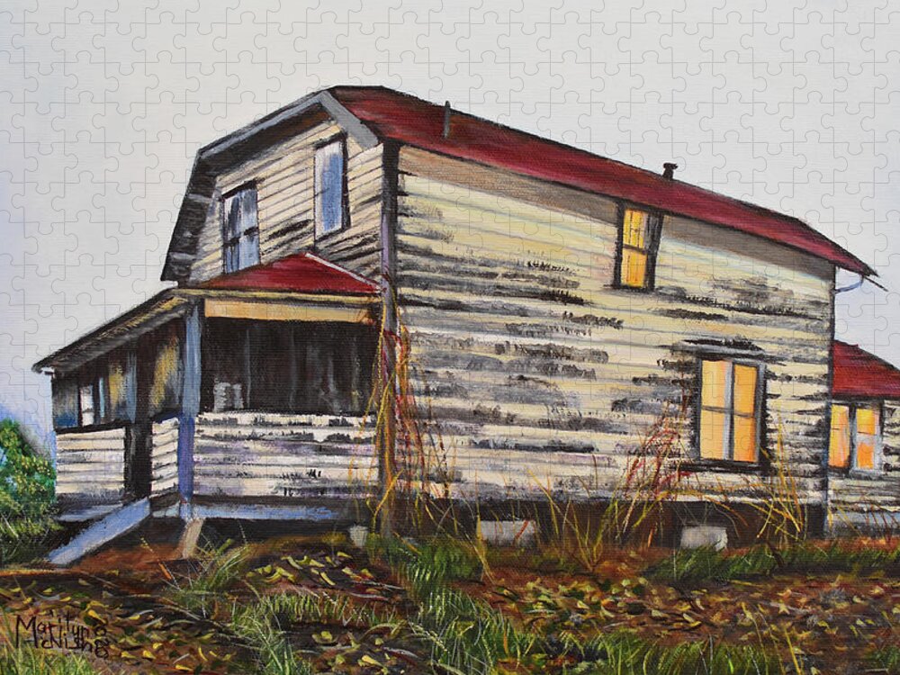 Manigotagan Jigsaw Puzzle featuring the painting The Old Quesnel Homestead by Marilyn McNish