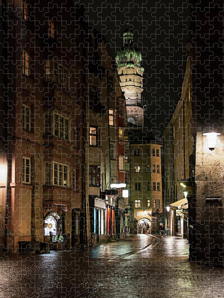 Austria Jigsaw Puzzle featuring the photograph The old town in Innsbruck, Austria. by Bernhard Schaffer