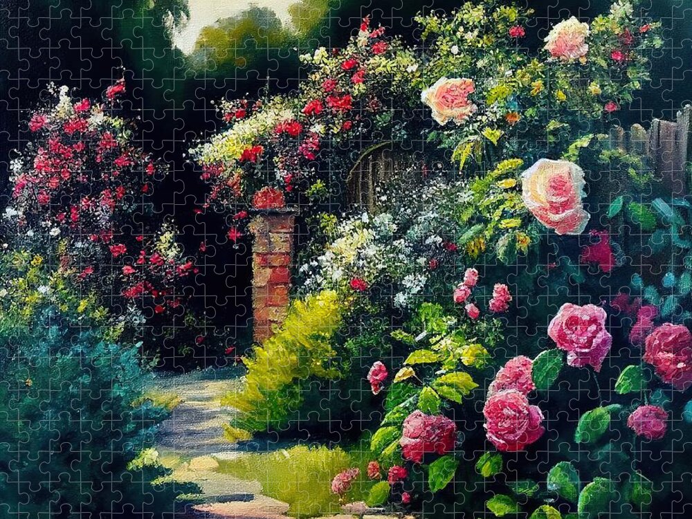 Rose Jigsaw Puzzle featuring the painting The path to my Paradise by My Head Cinema
