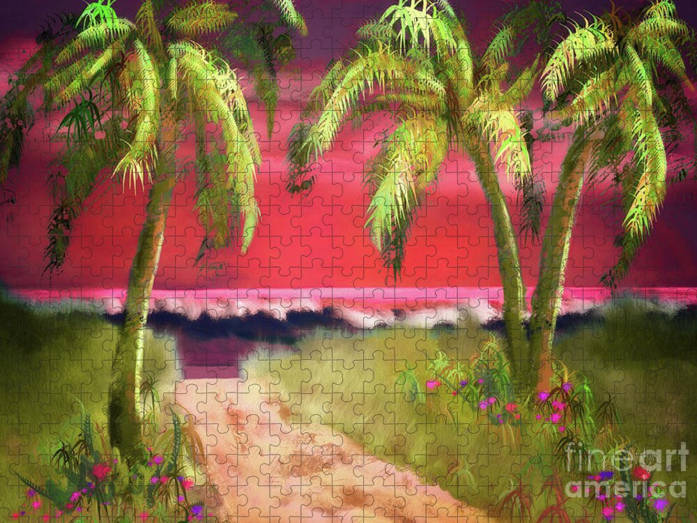 Ocean Jigsaw Puzzle featuring the digital art The Path To Paradise by Lois Bryan