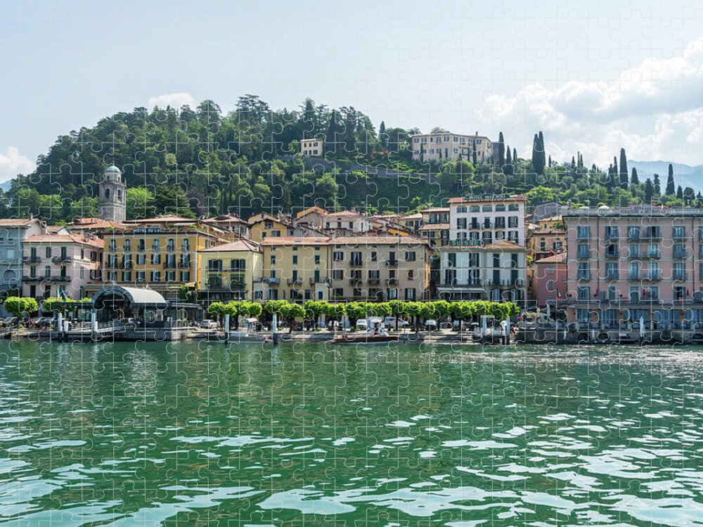 Famed Bellagio Jigsaw Puzzle featuring the photograph The Pearl of Lake Como - Bellagio Ritzy Waterfront Villas and Hotels by Georgia Mizuleva